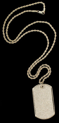 NuO 14K Gold Dog Tag with Diamonds