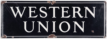 Western Union Enameled Metal Sign
