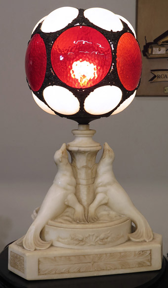 An Unusual Carved Marble Lamp