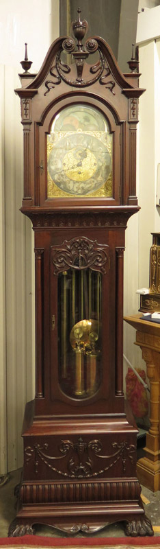Massive Mahogany Hall Clock attributed Walter Durfee
