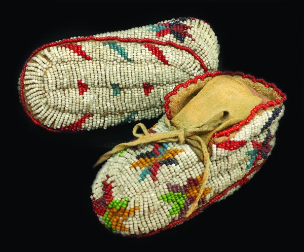 Small Child's Moccasins with Fully Beaded Bottoms