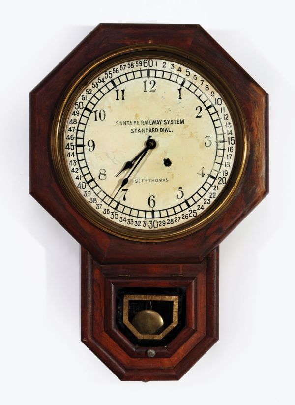Santa Fe Railway System Octagon Drop Wall Clock with Original Standard Dial