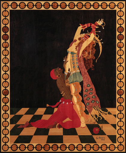 An Exotic Inlaid Panel after George Barbier