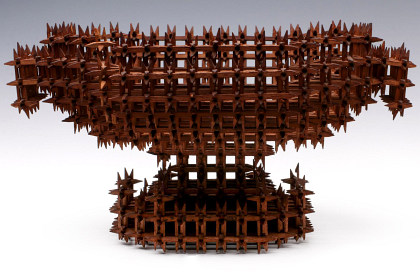 Early 20th Century Tramp Art Crown of Thorns Basket