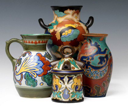 A Large Collection of Gouda Art Pottery