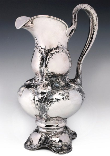 A Rare and Curious Hand‑Hammered Reed and Barton Art Nouveau Ewer