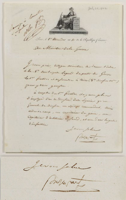 A Napoleon Bonaparte Signed Letter, 1802