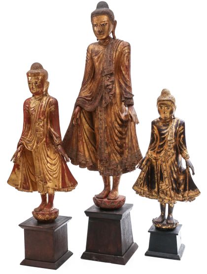 Carved and Gilded Wood Figures of Buddha up to 60 inches