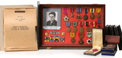 Major Jack C. Berger, 509th FS, 9th Army, Air Force Master Pilot Wings, Named Cased Legion of Merit with Oak Leaf Cluster, Named Cased Bronze S Distinguished Flying Cross