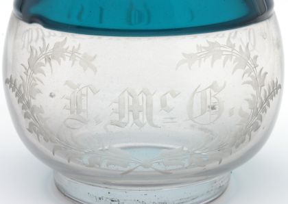Two Color Teal Blue Engraved Charter Oak Range, F. McG.