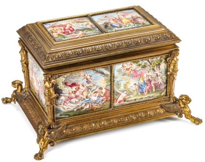A 19th Century Ormolu Casket with Viennese Enamels