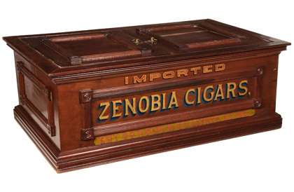 19th C Walnut Countertop Humidor for Zenobia Cigars