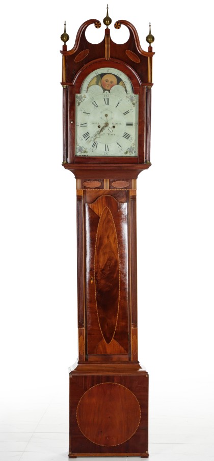 A Fine Inlaid Federal Tall Clock, Signed Wm. P. Dawes