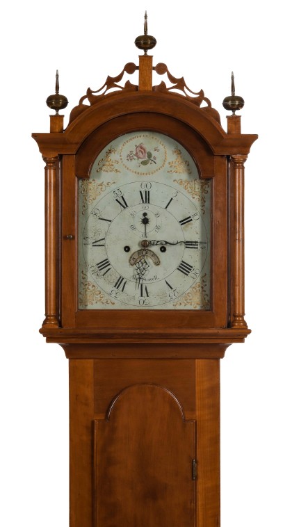 Circa 1800 Cherry Tall Case Clock by Abel Stowell (1752‑1818)