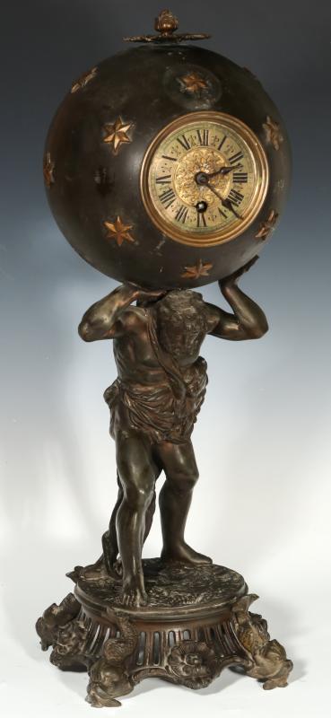 A 19TH CENTURY FRENCH 'ATLAS' STATUE CLOCK