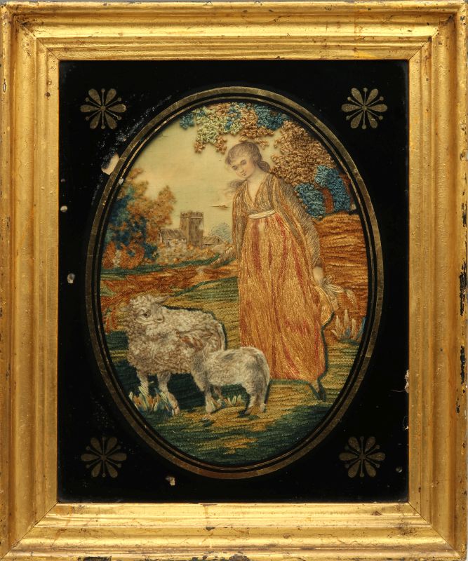 A GEORGIAN SILK AND WOOL NEEDLEWORK PICTURE