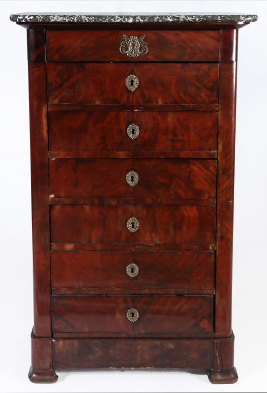 AN EARLY 19TH CENTURY FRENCH EMPIRE LINGERIE CHEST
