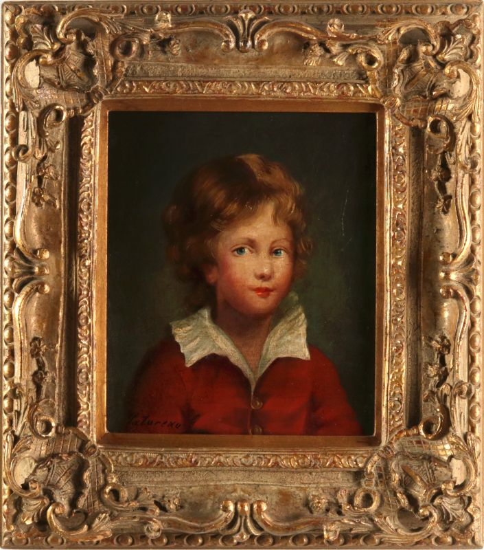 A 20TH C. OIL ON CANVAS PORTRAIT OF A YOUNG BOY 
