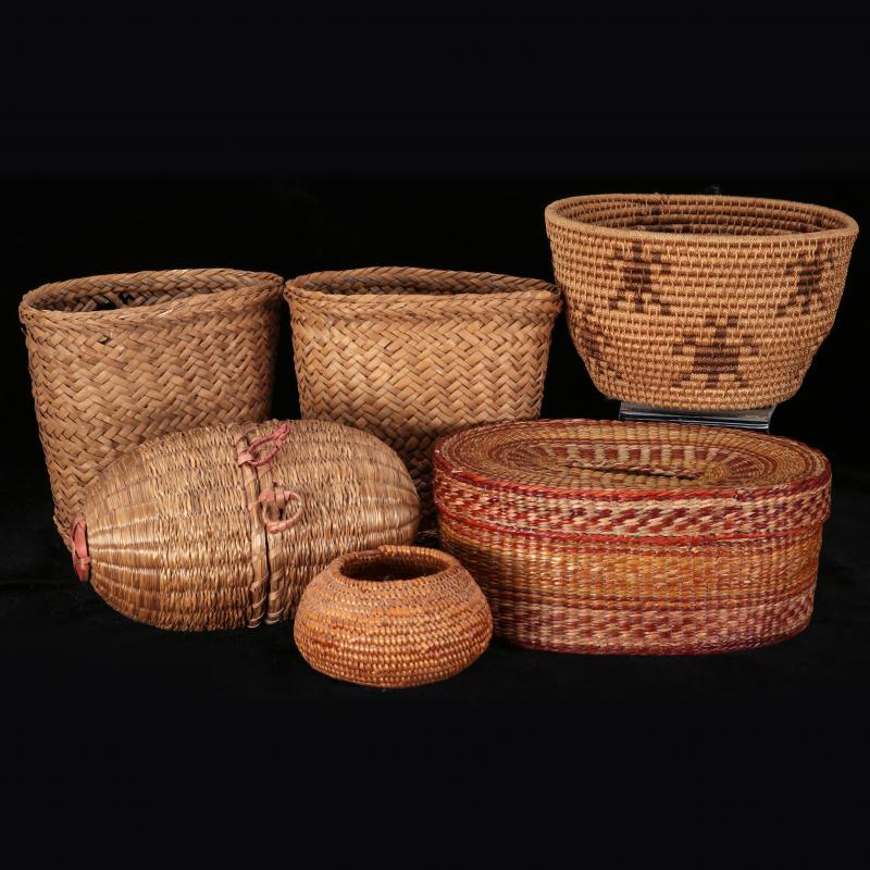 A COLLECTION OF NATIVE MADE BASKETRY