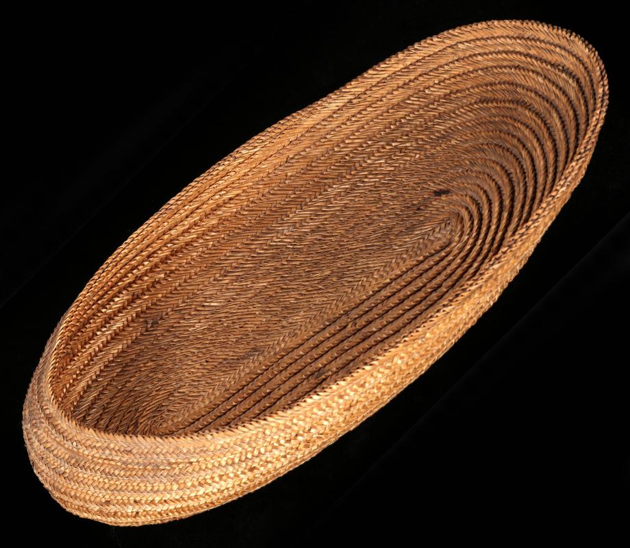 A NATIVE WOVEN OVAL BASKETRY BOWL