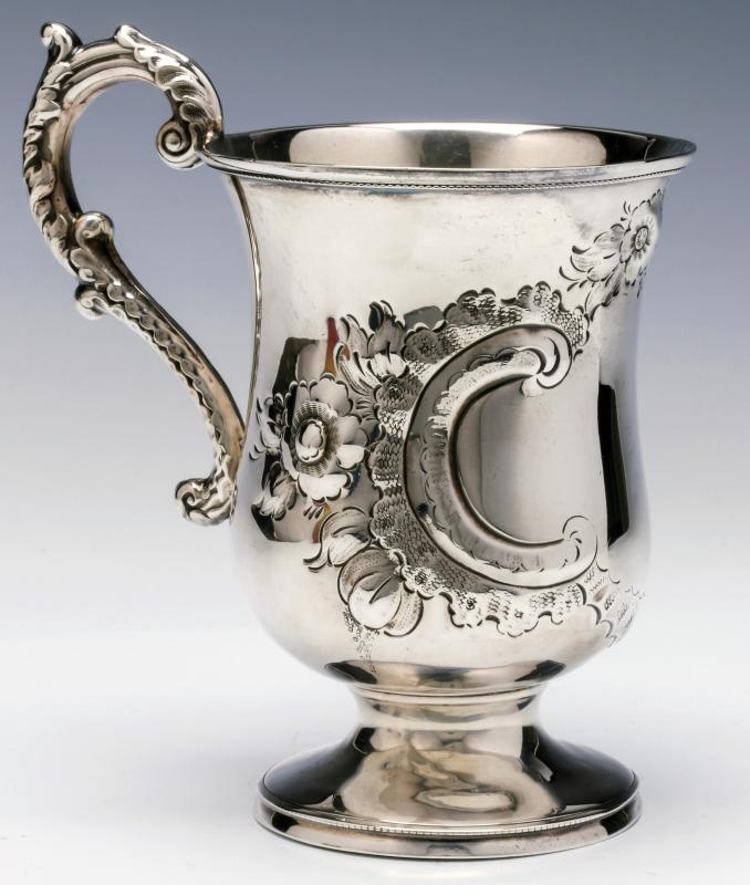 A SOUTHERN AMERICAN COIN SILVER CHRISTENING CUP 