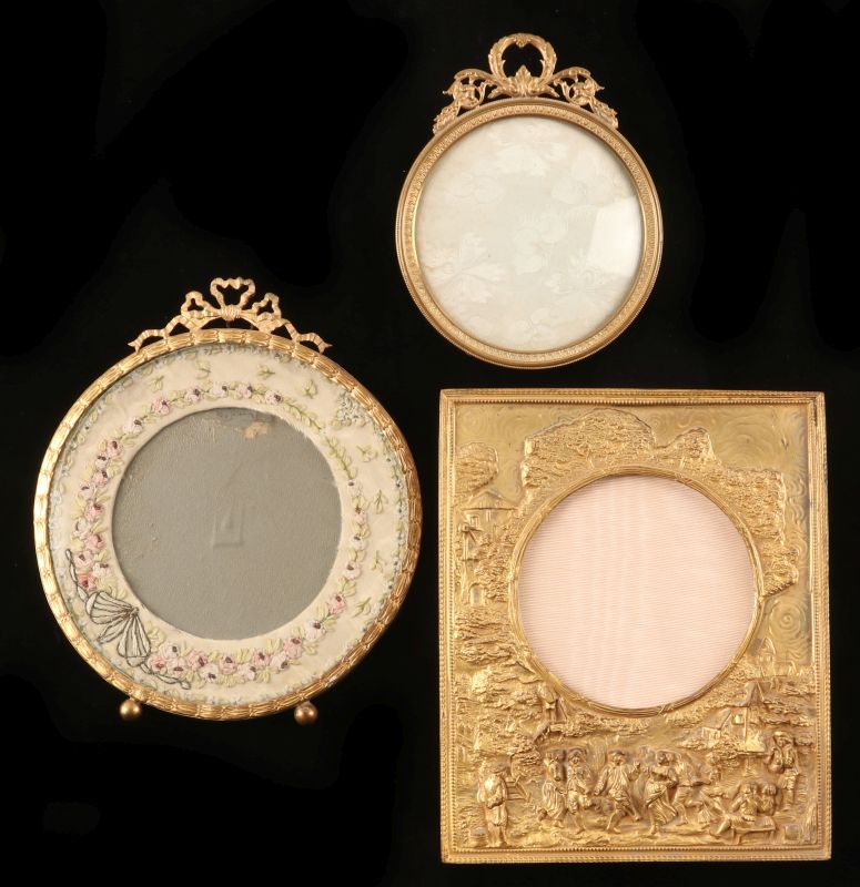 THREE FINE ANTIQUE FRENCH ORMOLU PICTURE FRAMES