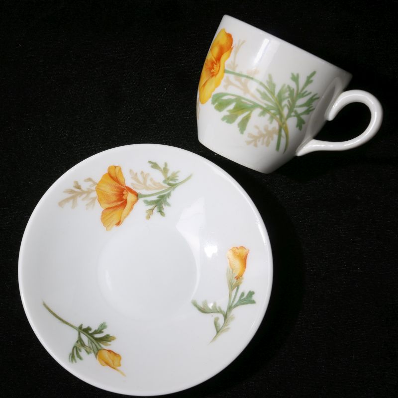 AT&SF CALIFORNIA POPPY DEMITASSE CUP AND SAUCER
