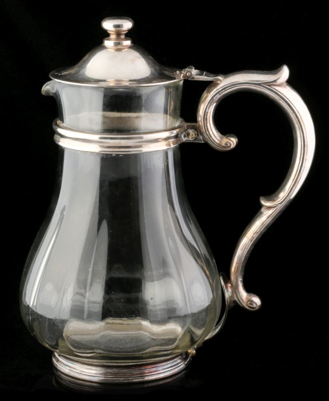 AT&SF SANTA FE RR SILVER MOUNTED GLASS PITCHER
