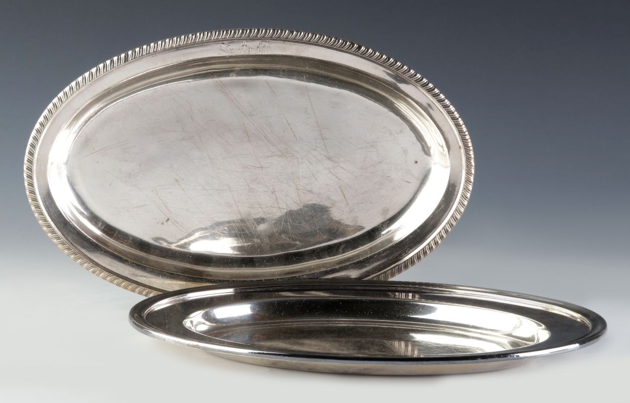TWO AT&SF SANTA FE RR SILVER SERVING PLATTERS