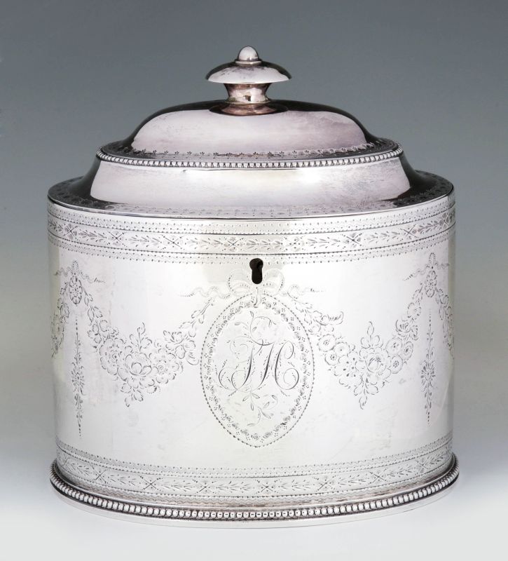 A GOOD 1824 HESTER BATEMAN STERLING TEA CADDY