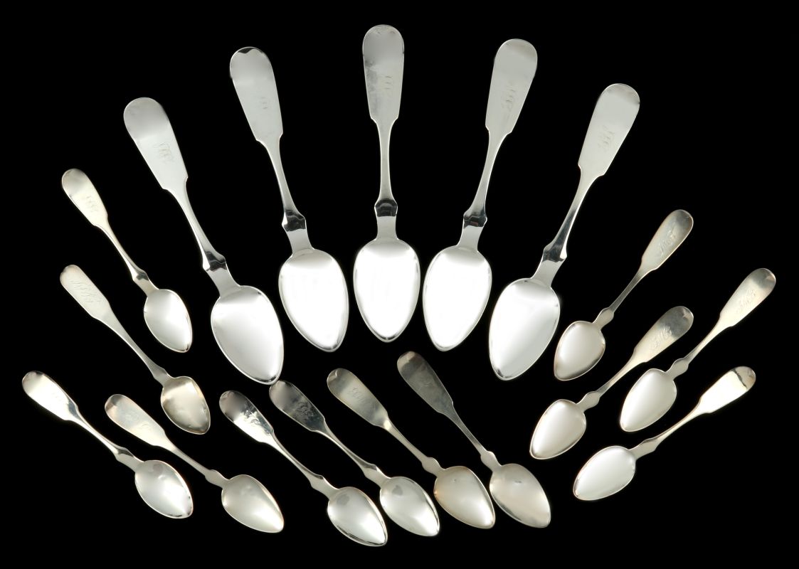 AN ESTATE LOT OF COIN SILVER SPOONS