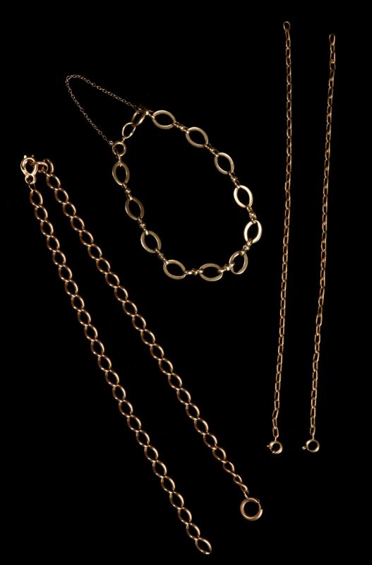 LOT OF 14K GOLD BRACELETS AND CHAINS