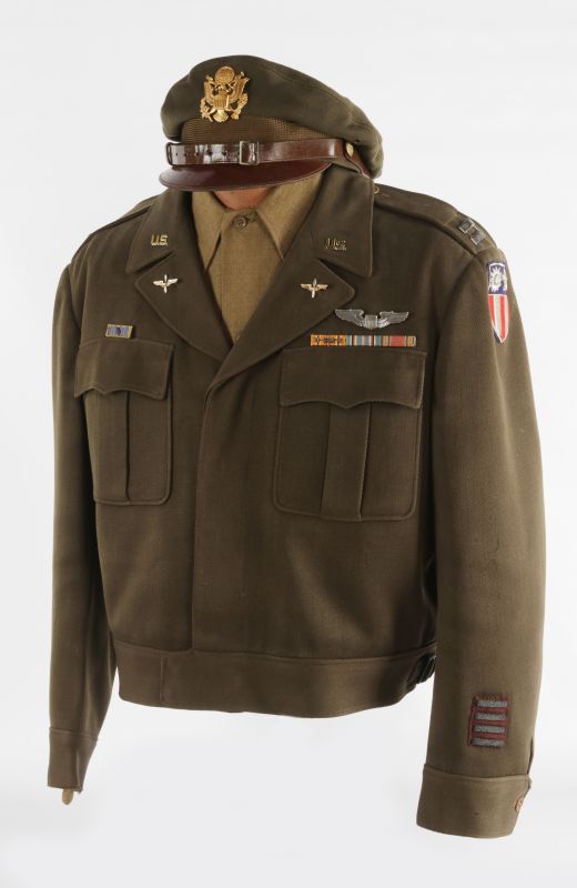 US WWII AAF OFFICER IKE JACKET & CRUSHER CAP, CBI