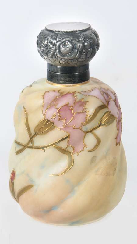 A SMITH BROTHERS DECORATED OPAQUE GLASS COLOGNE