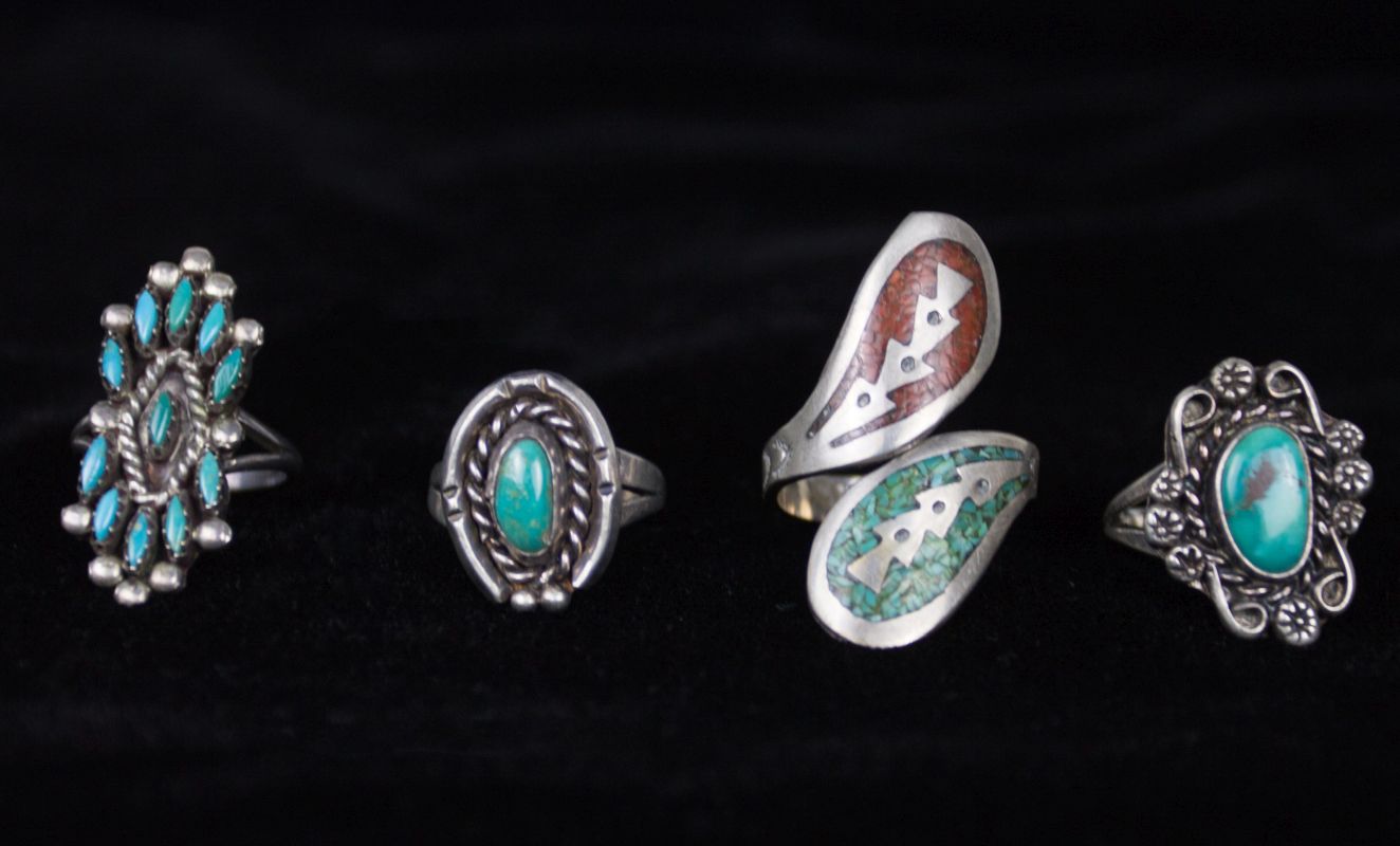 FOUR NAVAJO AND ZUNI STERLING RINGS