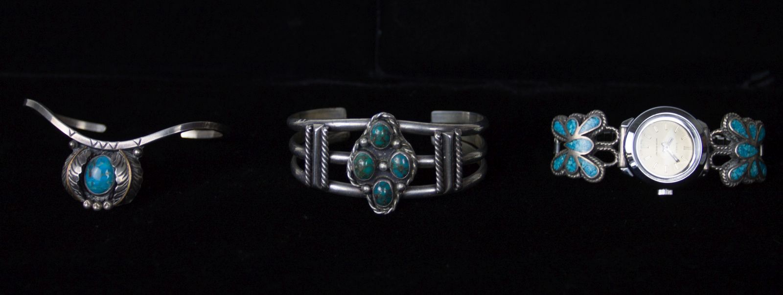 NAVAJO STERLING SILVER BRACELETS WITH TURQUOISE  