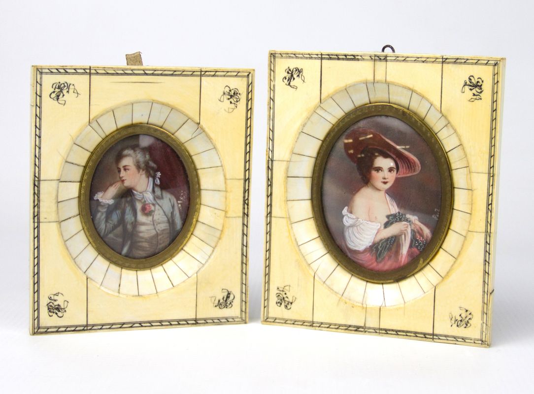 TWO LATE 19TH C. CONTINENTAL MINIATURE PORTRAITS 