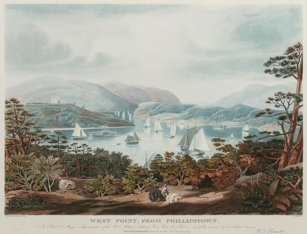 A LATE 20TH C PRINT: WEST POINT, FROM PHILLIPSTOWN