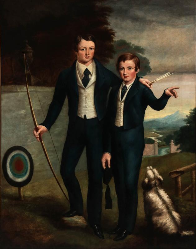 EARLY 19TH C BRITISH SCHOOL PORTRAIT OF TWO BOYS  