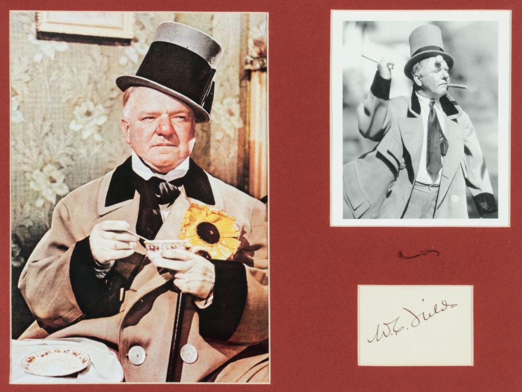 SIGNATURE OF W.C. FIELDS MATTED WITH PHOTOGRAPHS