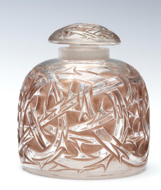 R. LALIQUE EPINES BROWN STAIN CRYSTAL PERFUME BOTT