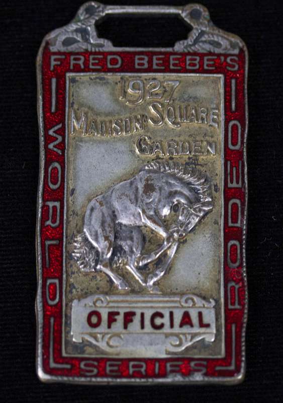 FRED BEEBE'S 1927 WORLD SERIES RODEO ENAMELED FOB