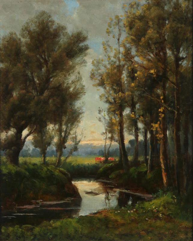 AN EARLY 20TH C. FRENCH LANDSCAPE OIL ON CANVAS