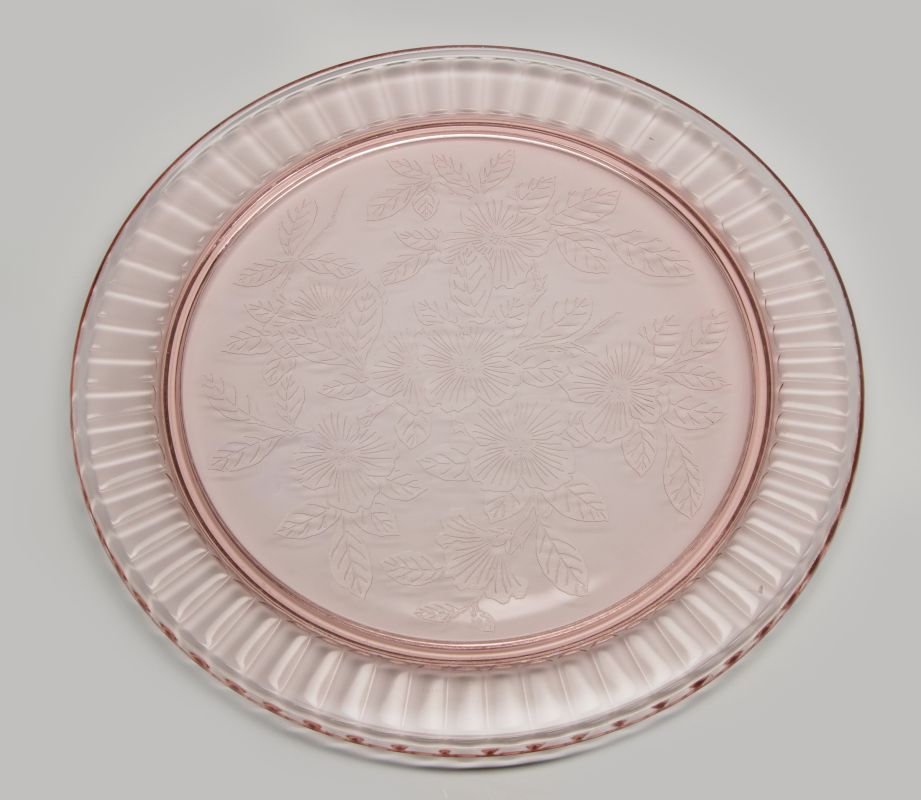RARE AND POSSIBLY UNIQUE PINK 'DOGWOOD' CAKE PLATE