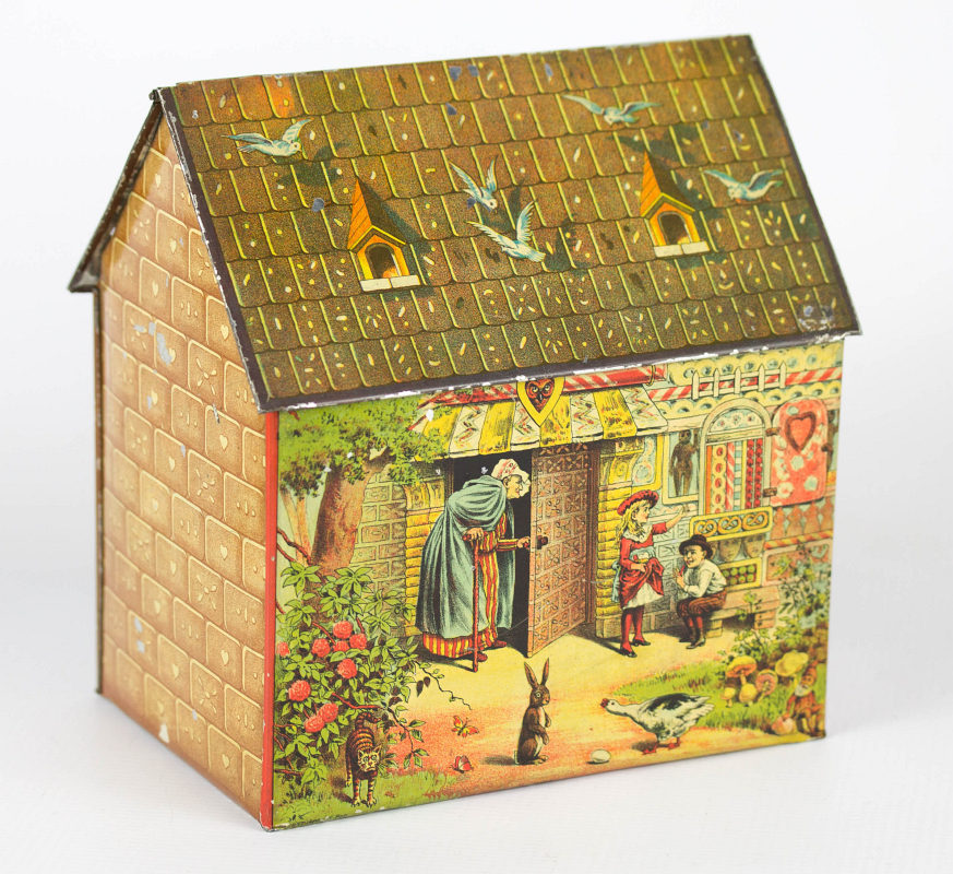 A TIN LITHO HANSEL AND GRETEL BISCUIT TIN