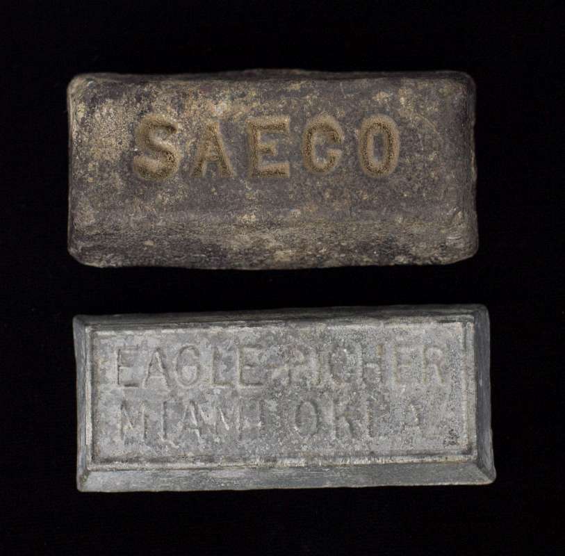EAGLE PICHER AND SAECO ADVERTISING PAPERWEIGHTS