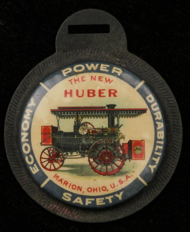 THE NEW HUBER COMPANY ADVERTISING CELLULOID FOB