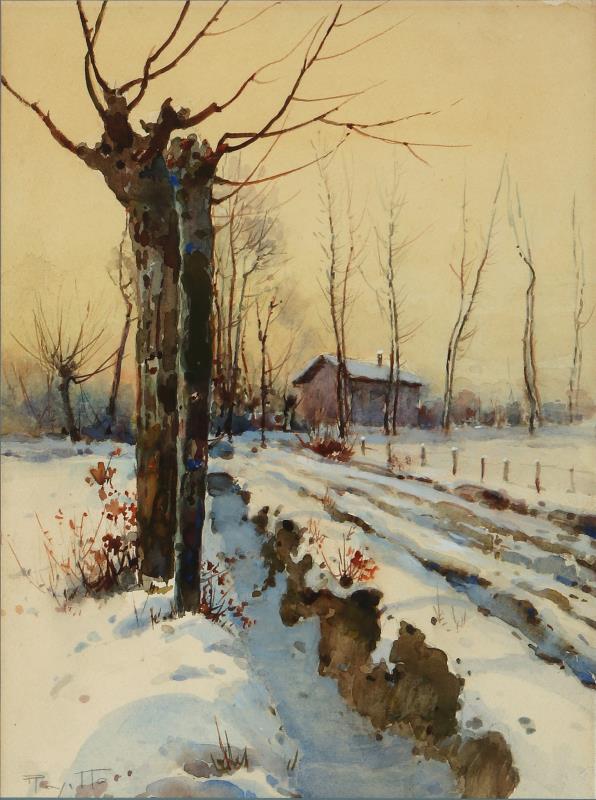 AN EARLY 20TH CENTURY SIGNED WATERCOLOR