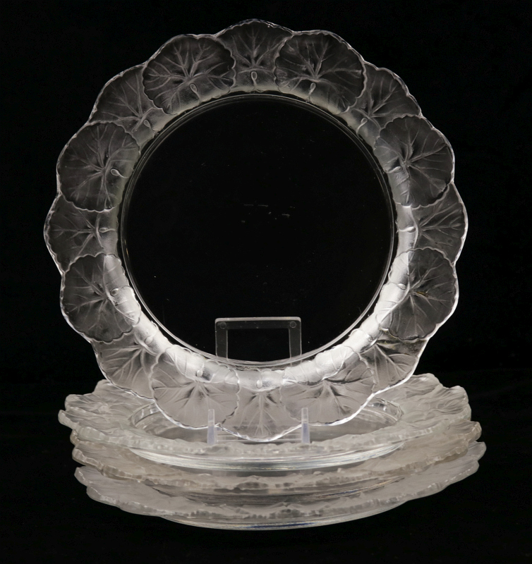 LALIQUE 'HONFLEURS' FRENCH CRYSTAL PLATES 