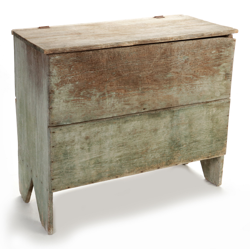 A 19TH CENTURY AMERICAN MEAL BIN IN OLD PAINT